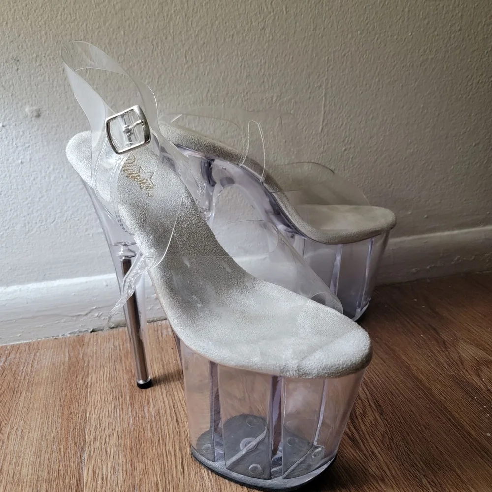 Pleaser Flamingo Size 9 Clear Platform Stiletto Sandals